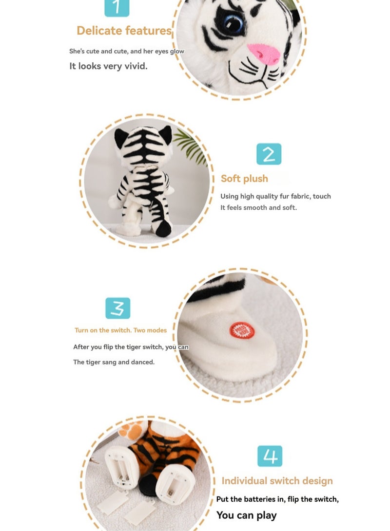 White Tiger Electronic Pet Plush Toy Can Sing, Talk And Dance, Interactive Toy For Children And Babies - Image 3